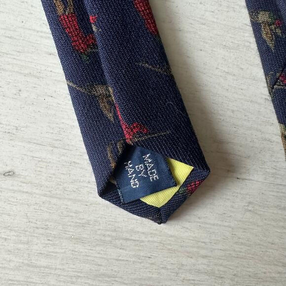 Polo Ralph Lauren Blue Vintage Pheasant Hunter Tie Italy 100% Wool Made in USA - Picture 5 of 9